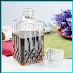 850ml crystal glass bottle square shaped Vintage Diamond Pattern