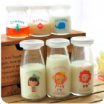 Glass Pudding Bottle with printing decor
