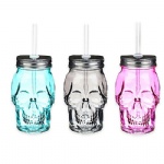 Formations Skull Shaped Mason Jar with Straw